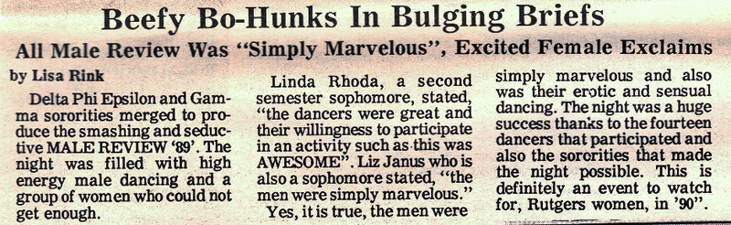 Beefy Bo Hunks in Bulging Briefs; All Male Review Was 'Simply Marvelous', Excited Female Exclaims
