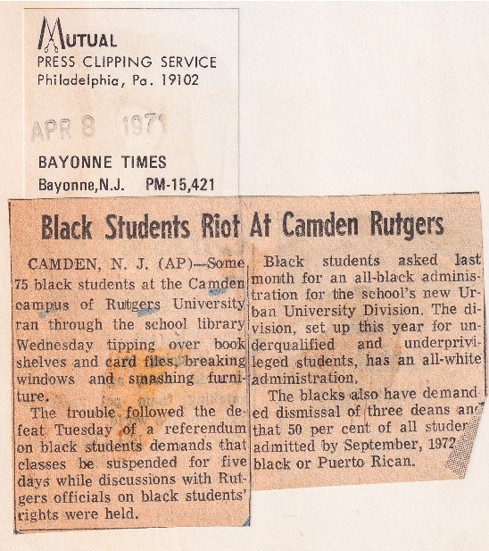 Black Students Riot at Camden Rutgers