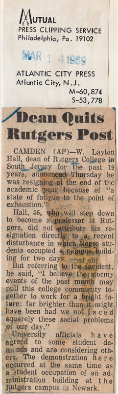 Dean Quits Rutgers Post