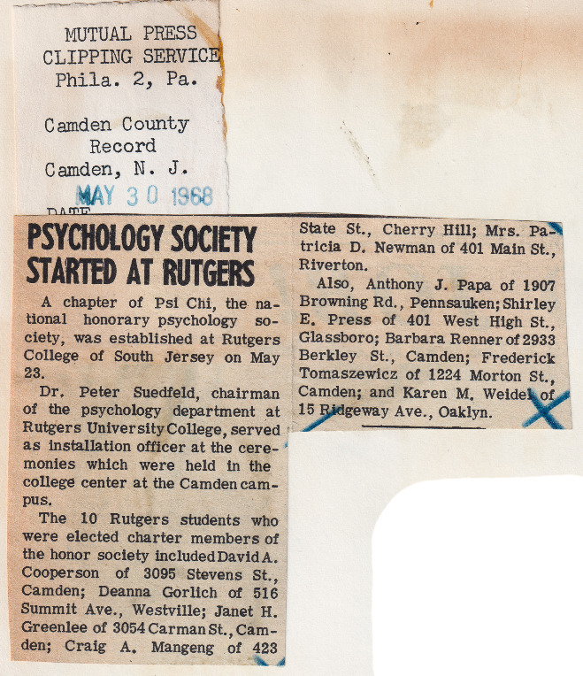 Psychology Society Started at Rutgers