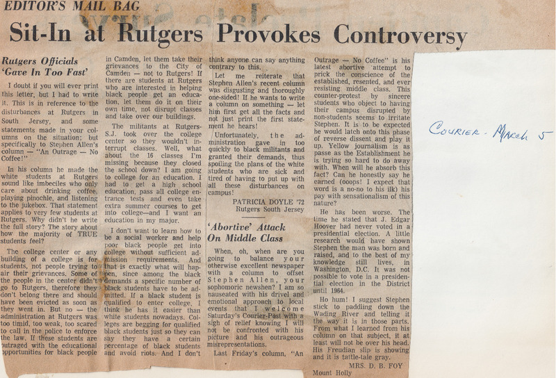 Sit-In at Rutgers Provokes Controversy
