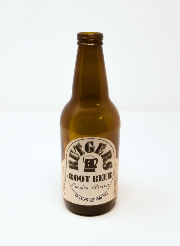 Root Beer Bottle: Rutgers Root Beer Camden Reserves White Decal