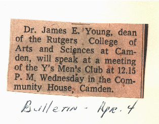Dean James E. Young to Speak at YMCA Men's Club