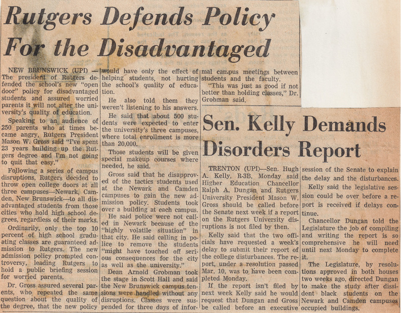 Rutgers Defends Policy for the Disadvantaged