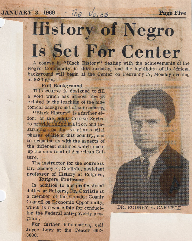 History of Negro is Set for Center