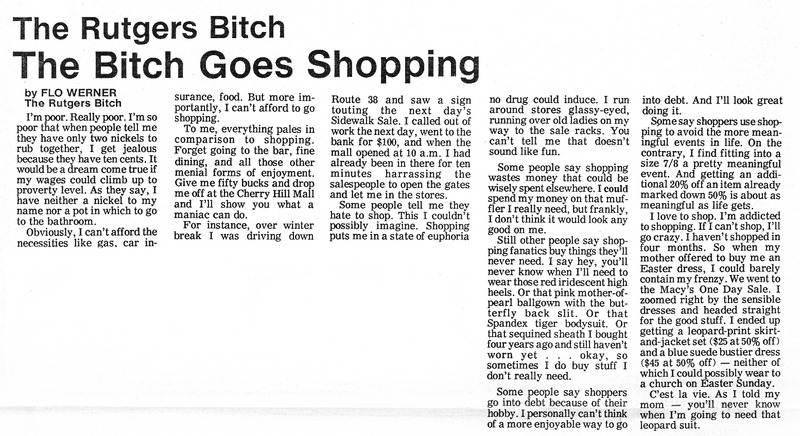 Rutgers Bitch: The Bitch Goes Shopping
