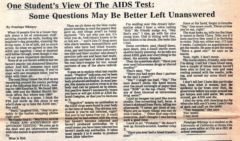 One Student's View of The AIDS Test: Some Questions May Be Better Left Unanswered