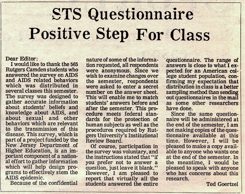 STS Questionnaire Positive Steps for Class