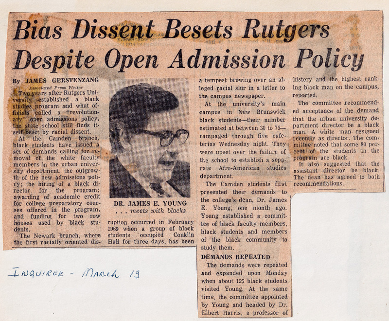 Bias Dissent Besets Rutgers Despite Open Admission Policy