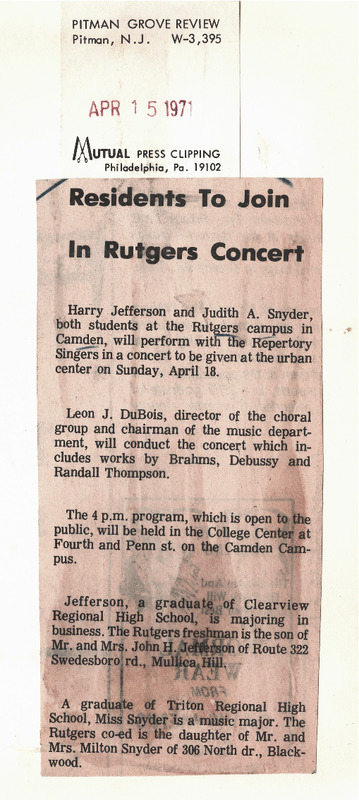 Residents To Join In Rutgers Concert