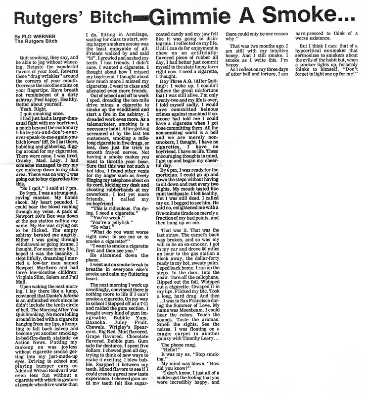 Rutgers Bitch: Gimmie A Smoke...