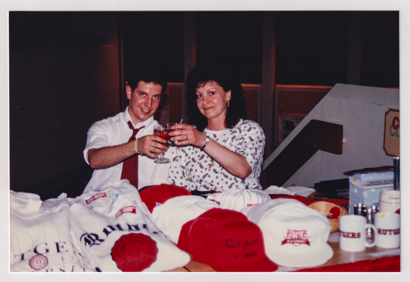 Toasting at a merchandise table
