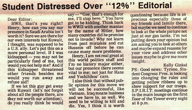 Student Distressed Over "12%" Editorial