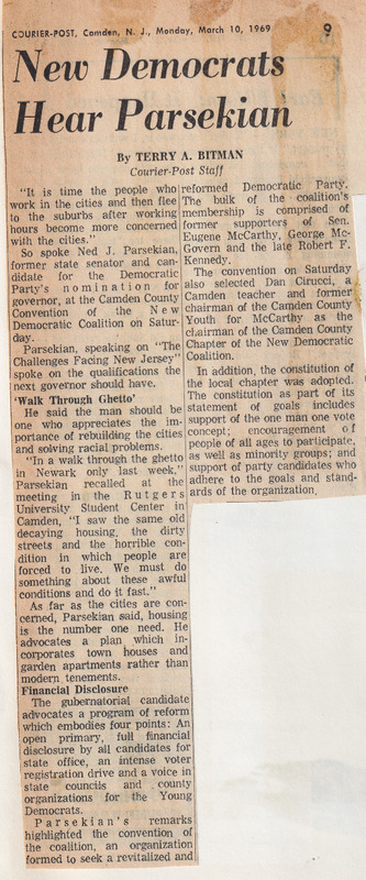 New Democrats Hear Parsekian