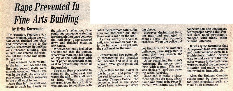 Rape Prevented in Fine Arts Building