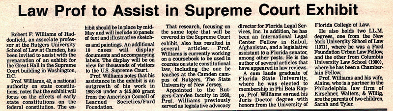 Law Prof to Assist in Supreme Court Exhibit