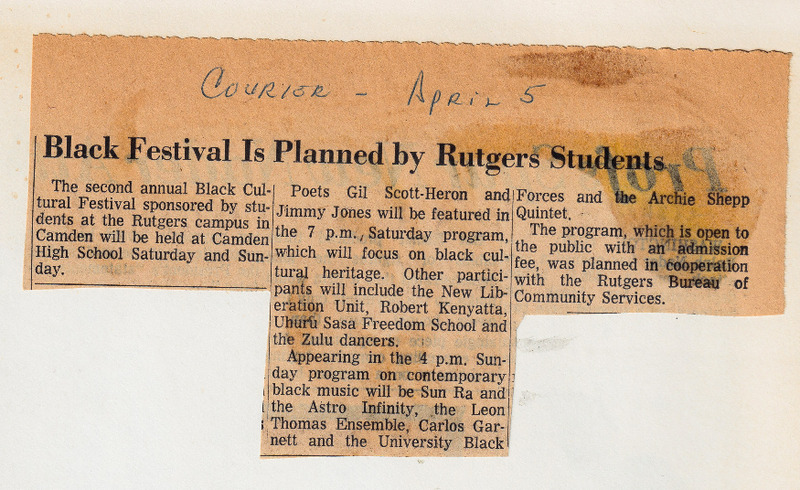 Black Festival is Planned by Rutgers Students