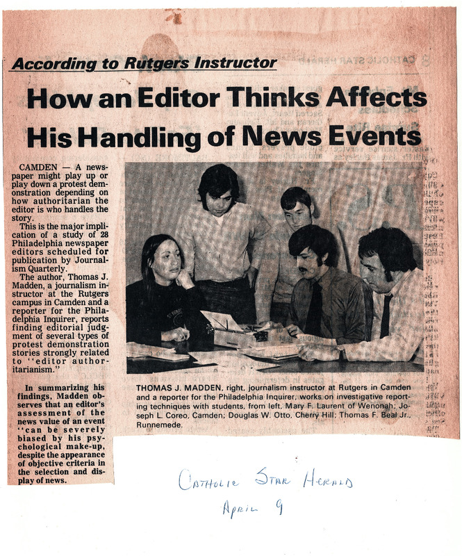 How an Editor Thinks Affects His Handling of News Events