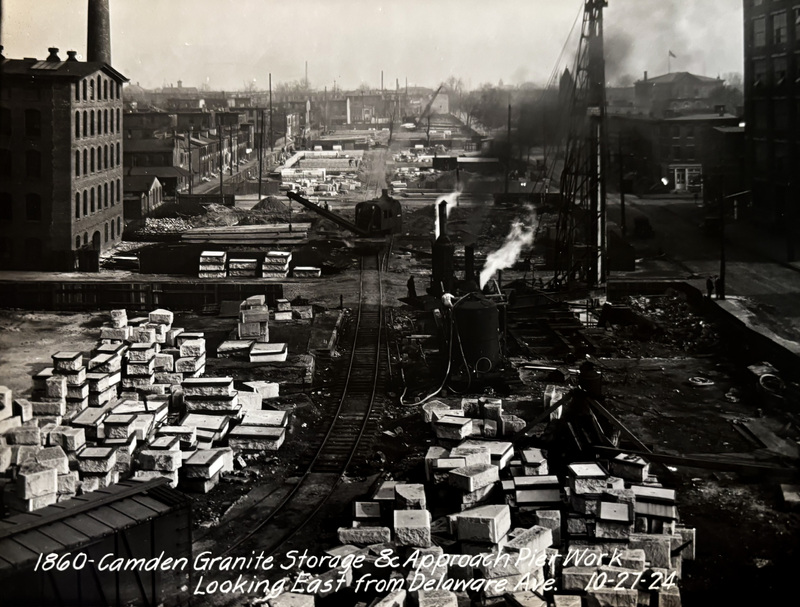 Camden Granite Storage & Approach Pier Work Looking East from Delaware Ave.