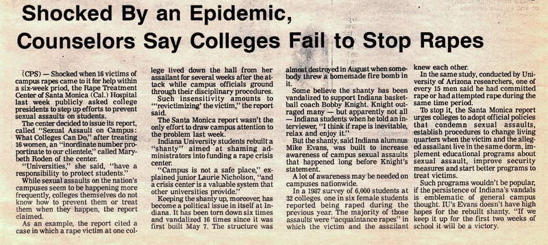 Shocked By an Epidemic Say Colleges Fail to Stop Rapes