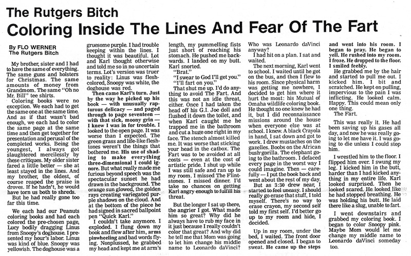 Rutgers Bitch: Coloring Inside The Lines And Fear Of The Fart
