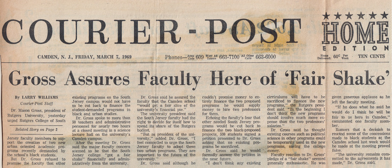 Gross Assures Faculty Here of 'Fair Shake'