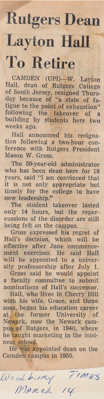 Rutgers Dean Layton Hall To Retire