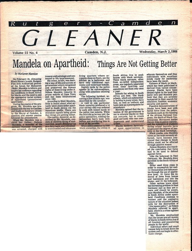 Mandela on Apartheid: Things Are Not Getting Better