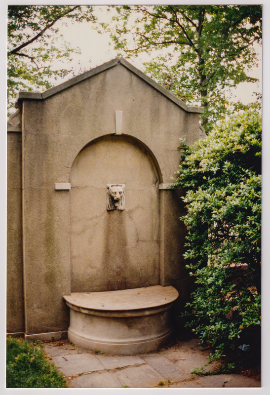 Close View of Lion Head Stone Fountain