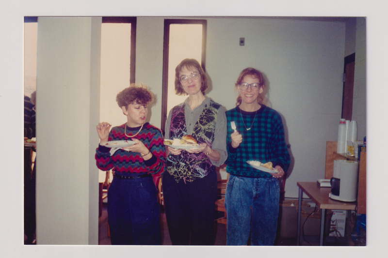 Three Women Posing with Food