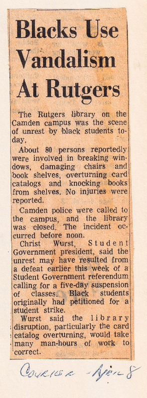 Blacks Use Vandalism at Rutgers