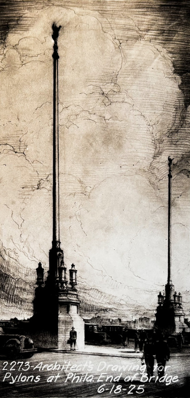 Architect's Drawing for Pylons at Phila. End of Bridge