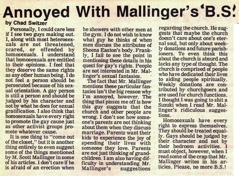 Annoyed with Mallinger's 'B.S.'