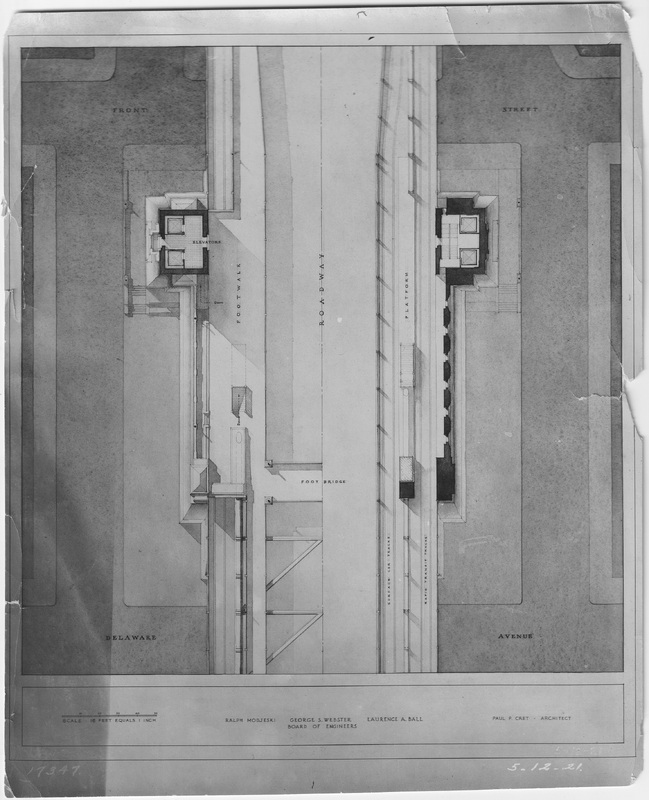 Plans for approach of the Benjamin Franklin Bridge into Philadelphia